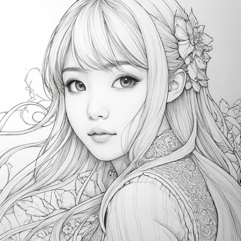 anime line art, by audrey kawasaki, sketch, best quality, masterpiece, very aesthetic, perfect composition, intricate details, u...