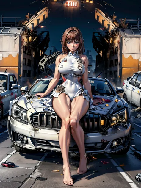 （giant elements、high resolution、high resolution、high quality、accurate body structure、detailed body）、(a woman receives a car:1.6)...