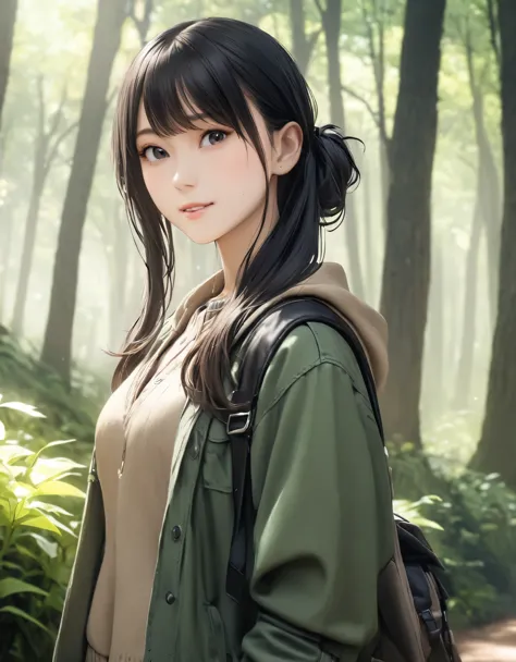 (best quality:1.2), 1girl, forest road