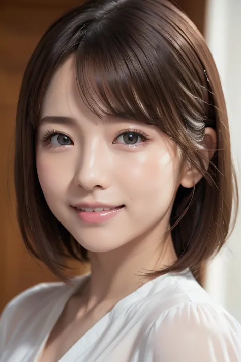 high-quality, ultra-realistic portraits。her skin is pure and translucent white.、it has a natural shでe。makeup is natural、light fo...