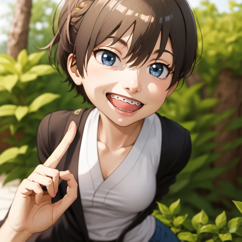 1girl, hana uzaki, smiling, braces, face focus, best quality, masterpiece, highres