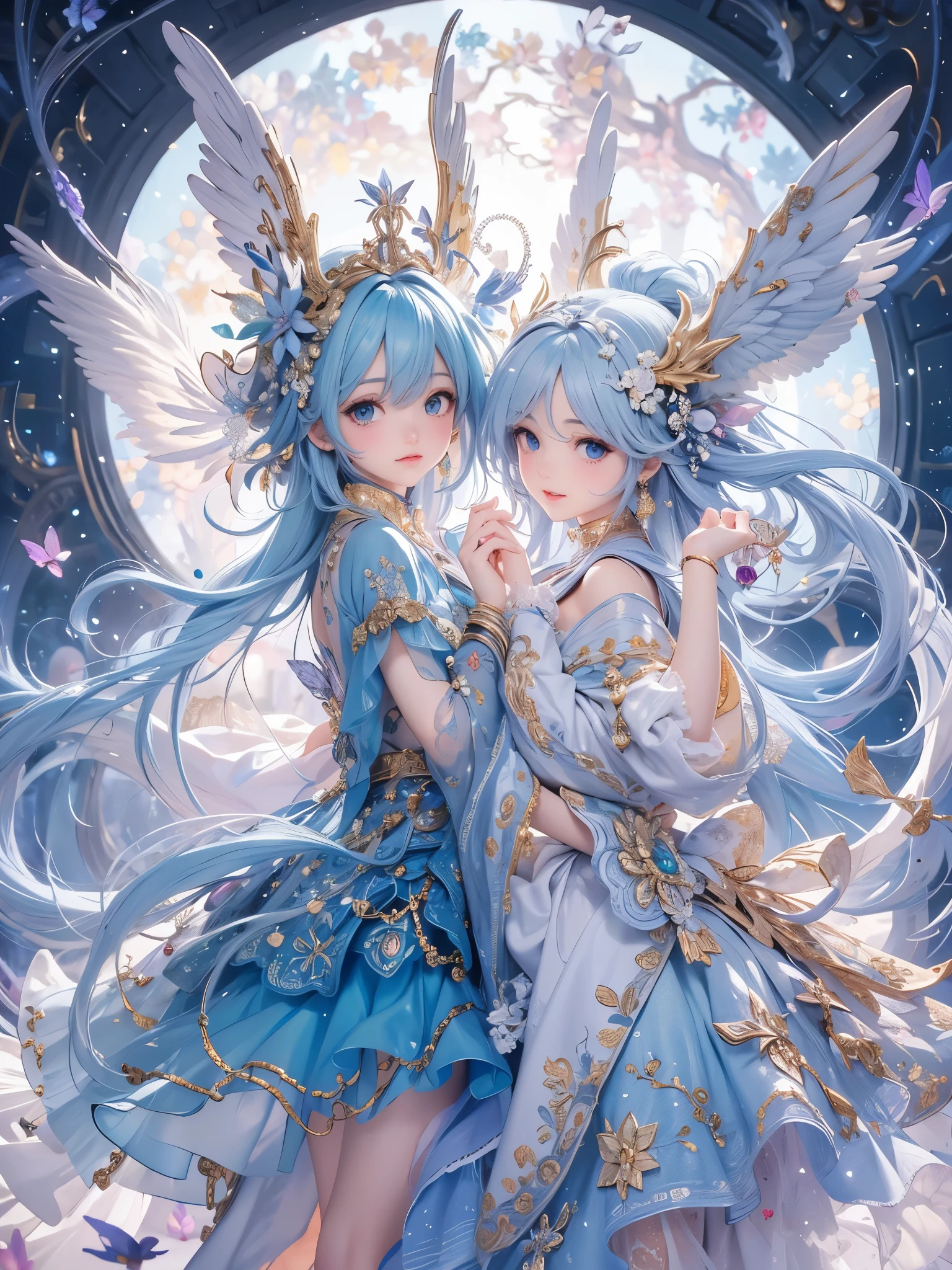 ((Highest quality)),(Ultra-high resolution),(Super detailed),(Detailed Description),((The best CG)),(masterpiece),Highly detailed art,(Art with precise detail:1.5), Blue Moon, Fairy Dance, A legend from long ago,