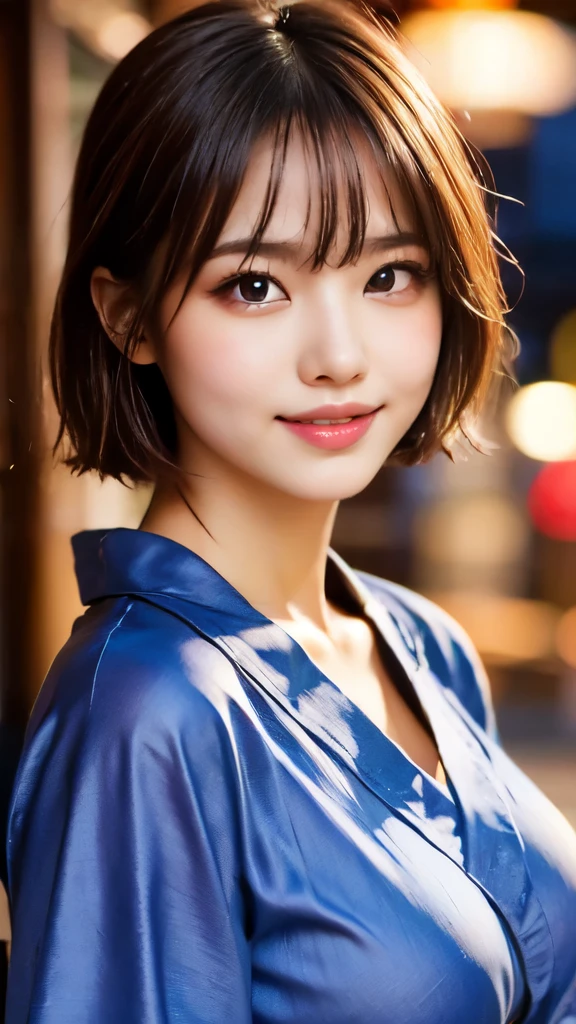 8k,Highest quality,(masterpiece:1.2),(Realistic),(Realistic:1.37),Ultra-high resolution,1 female college student,city,smile,Beautiful Eyes,Summer festival,(((Beautiful yukata))),Big Breasts,Perfect body,Perfect Fingers,Professional Lighting,gravure,Detailed face and skin texture,fine grain,RAW Photos