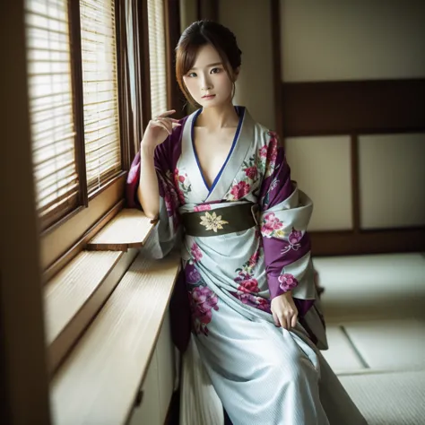 highest quality, masterpiece, high resolution, one person, beautiful and perfect face, long, japanese clothing,kimono, intricate...