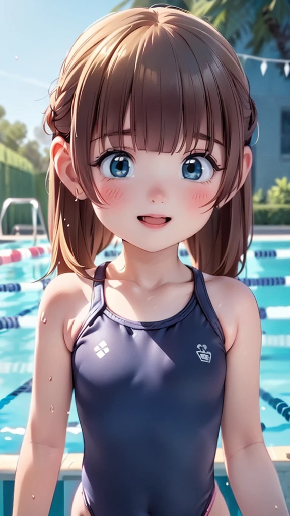 Highest quality、High resolution、Detailed Background、(Beautiful face in every detail:1.4)、Anatomically correct、(Detailed facial expressions)、(fine grain:1.2)、 beauty、cuteカラーの髪色、Braided Ponytail、Braided bob cut、Braided twin tails、Navy School Swimsuit、(Flat Chest)、Perfect body line、Thick thighs、Please show me your whole body、
(Five beautiful girls in school swimsuits are having fun at the school pool.:1.5)、
Big smile、Laughing with your mouth open、My whole body is wet、My hair is wet too、Fun atmosphere、Embrace each other、cute仕草、cute