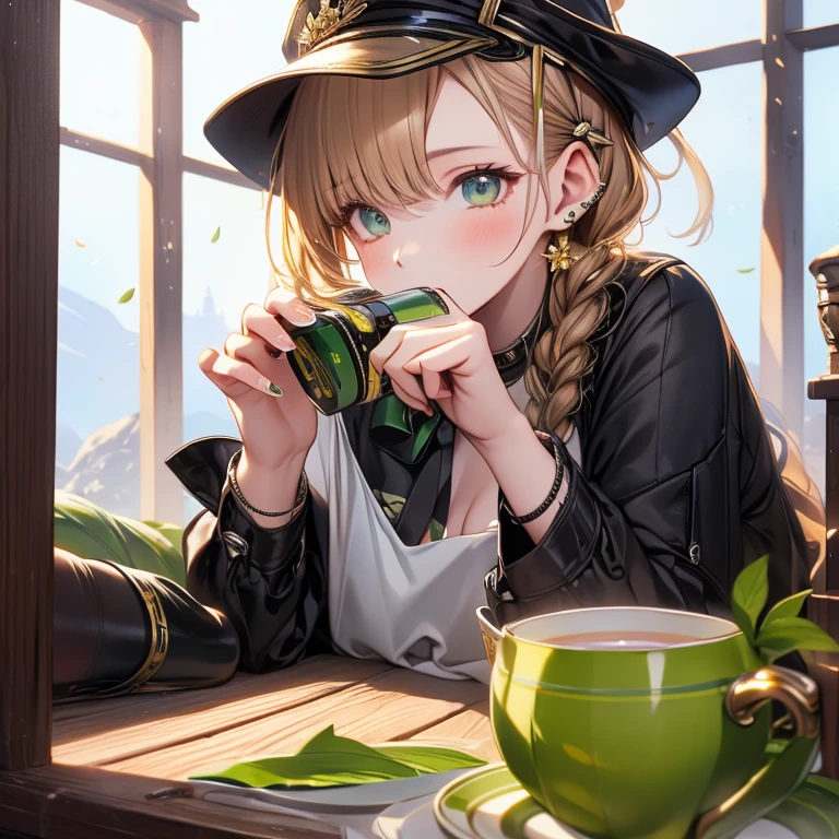 Attention to detail, high quality, high resolution, 4K, 8K, green tea bitch