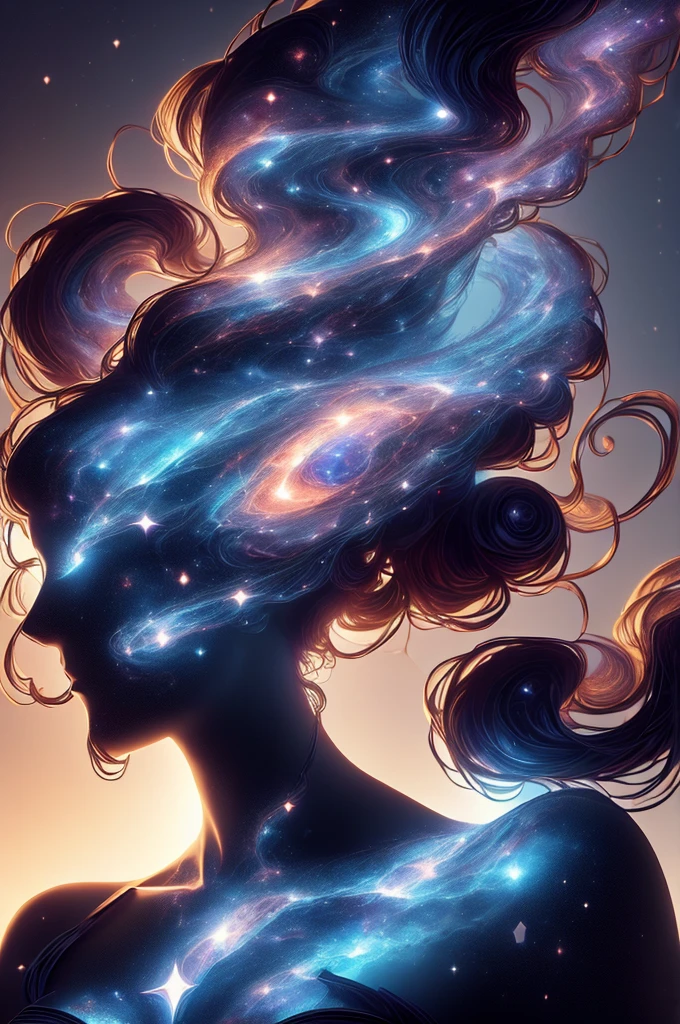 A goddess of space and time, celestial titan,  dress, intricate smoke body, detailed celestial elements, ethereal atmosphere, glowing cosmic energy, dramatic lighting, digital art, 8k, high resolution, photorealistic, cinematic, masterpiece