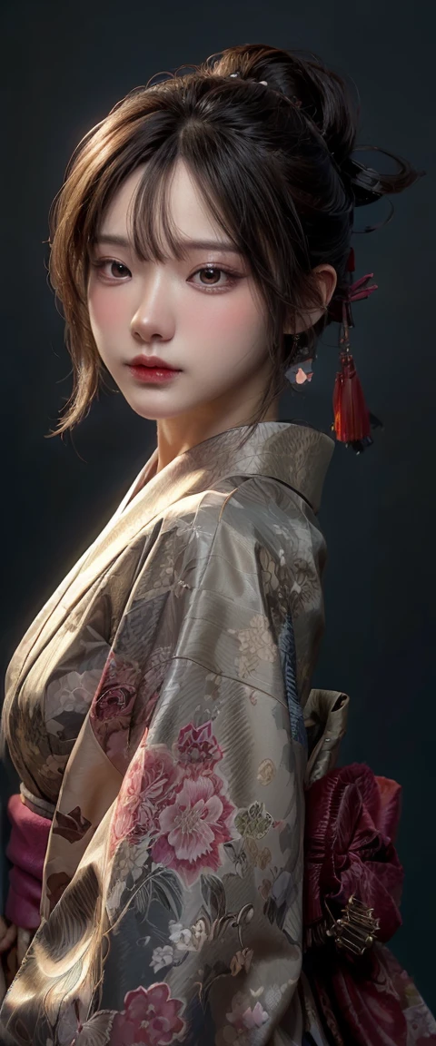 (Amazing digital artwork:1.3) of,(businesslike:1.3) portrait of female (Snezana Sakovic2:1.1) Wearing a kimono, Style-SylvaMagic, fashion girl,cgsociety,art station