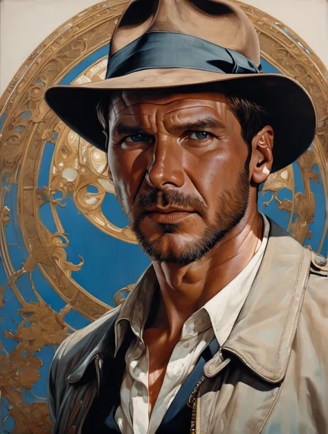 persona indianajones al estilo de sveta dairsheva y hsiao ron,hyper realistic,grant,surrealism,dark art by james jean,alphonse m...