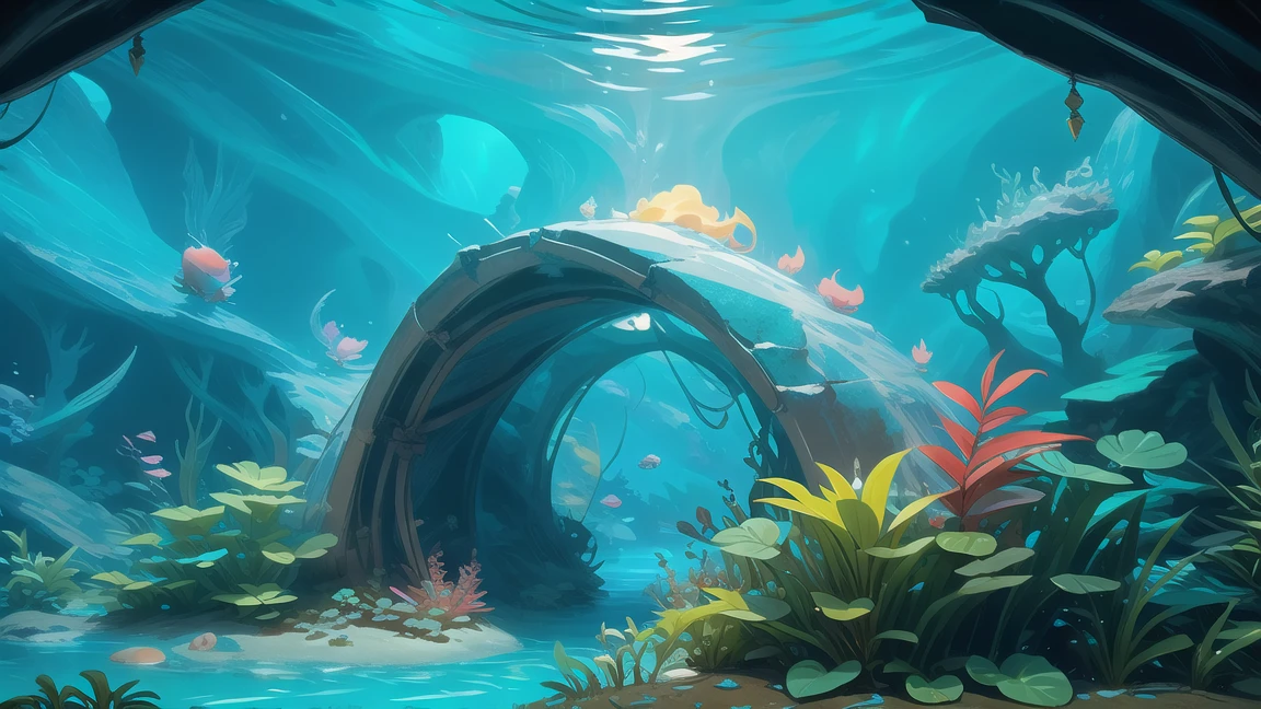 (There are many complex caves), undersea environment, Underwater environment, Underwater scenery, Close-up movie aquatic scene, Underwater scene, Underwater landscape, deep sea landscape, Underwater scenery, deep Underwater scene, Beautiful 3D concept art, Underwater World, incredible depth, Amazing depth, masterpieceUnderwater scene, Fantasy seascape