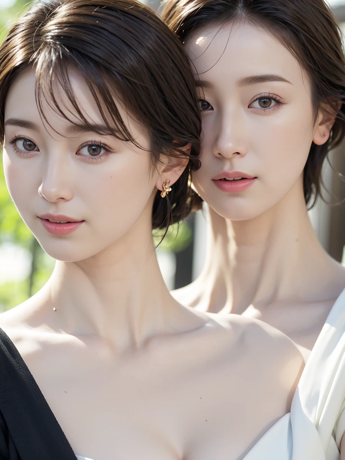 (masterpiece:1.3), (8k, Realistic, RAW Photos, Highest quality: 1.4), Cinema Lighting、(One mature woman), Beautiful Face, (Realistic Face), (Black Hair, short hair:1.3), Beautiful hairstyle, Realistic eyes, Beautiful attention to detail, Shining eyes、Japanese Model、Bust Shot、(Realistic Skin), Beautiful white skin, (Thin blouse、Sheer), delicate textures、Absurd, Charm, Ultra-high resolution, Ultra-realistic, Very detailed, Golden Ratio、Energetic、Flames of Passion