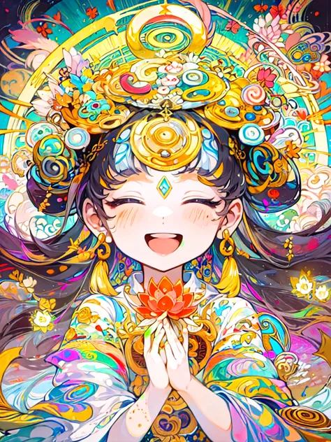 amitabha、extremely colorful 、paradise、love、mercy、halo、smile、lotus flower、nirvana、masterpiece, high resolution, highest quality, ...