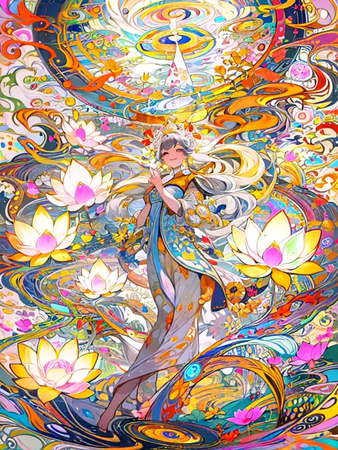 amitabha、extremely colorful 、paradise、love、mercy、halo、smile、lotus flower、nirvana、masterpiece, high resolution, highest quality, ...