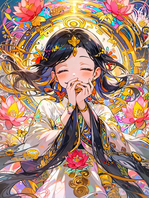 amitabha、extremely colorful 、paradise、love、mercy、halo、smile、lotus flower、nirvana、masterpiece, high resolution, highest quality, ...