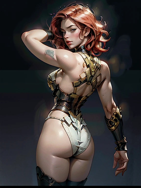 Scarlett Johansson 1 woman, bokatan, armor, red hair, battle pose, Photorealistic, Hyperrealistic, Hyperdetailed, analog style, hip cocked, buttcheeks , buttocks, demure, low cut, detailed skin, matte skin, soft lighting, subsurface scattering, realistic, heavy shadow, masterpiece, best quality, ultra realistic, 8k, golden ratio, Intricate, High Detail, film photography, soft focus, blurry background