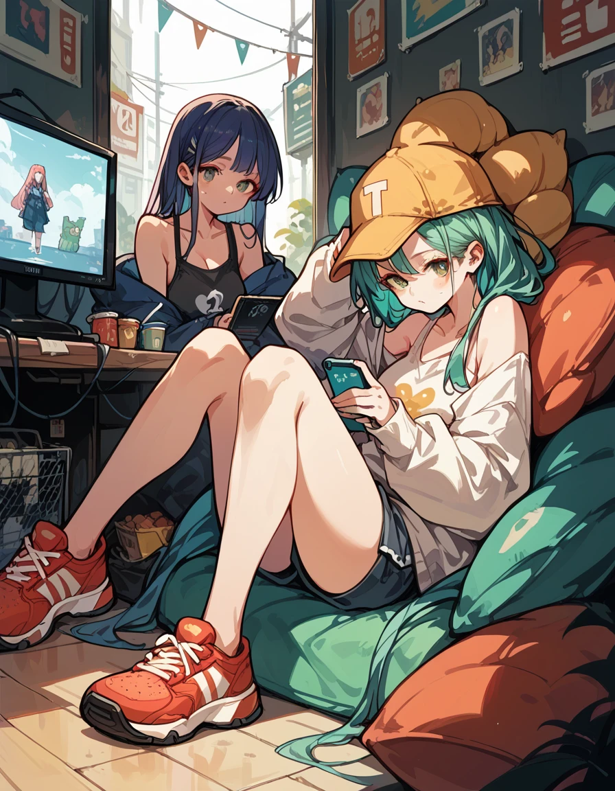 An anime character sitting on the TV with his legs crossed, from Girls&#39; Frontline, The finer details. Girls&#39; Frontline, On pixiv, a hyperRealistic school girl, hyperRealistic school girl, Splash Art Anime , Fascinating anime, Realistic school girl, , [ 4k digital art ]!!, Azur Lane Style, Kantai Collection Style