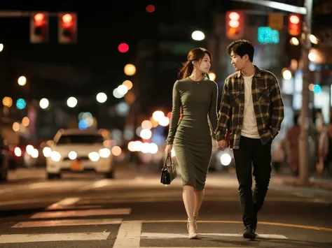 rompts
copy
a striking, ultra-detailed image of a young korean couple strolling hand-in-hand on a bustling night street. the man...