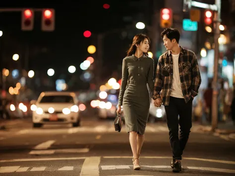 rompts
copy
a striking, ultra-detailed image of a young korean couple strolling hand-in-hand on a bustling night street. the man...