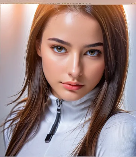 powerful hacker girl analyzing pentest on linux, slim and slender body, with an imposing and hypnotizing face, beautiful and you...