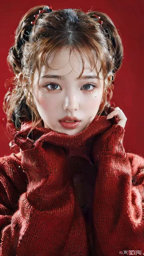 (masterpiece, best quality, 8k, raw photo, beautiful and aesthetic:1.2),  wearing red sweater