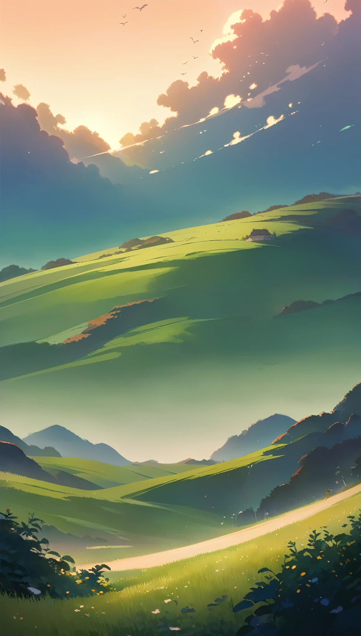 ultrawide landscape aesthetic,summer dream ,Studio ghibli inspired aesthetic, No People 