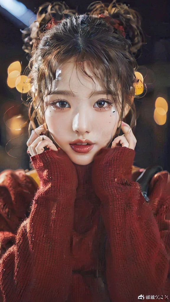 (masterpiece, best quality, 8k, RAW photo, beautiful and aesthetic:1.2),  wearing red sweater