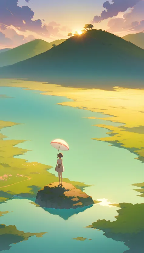 ultrawide landscape aesthetic,summer dream ,studio ghibli inspired aesthetic, no people