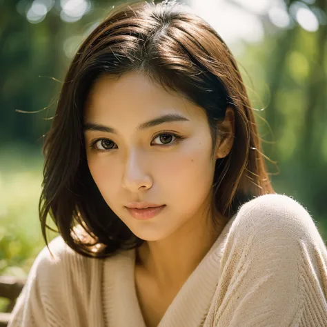 a hyper-realistic image of a single japanese woman in her early 20s, captured with the nostalgic warmth and subtle graininess of...