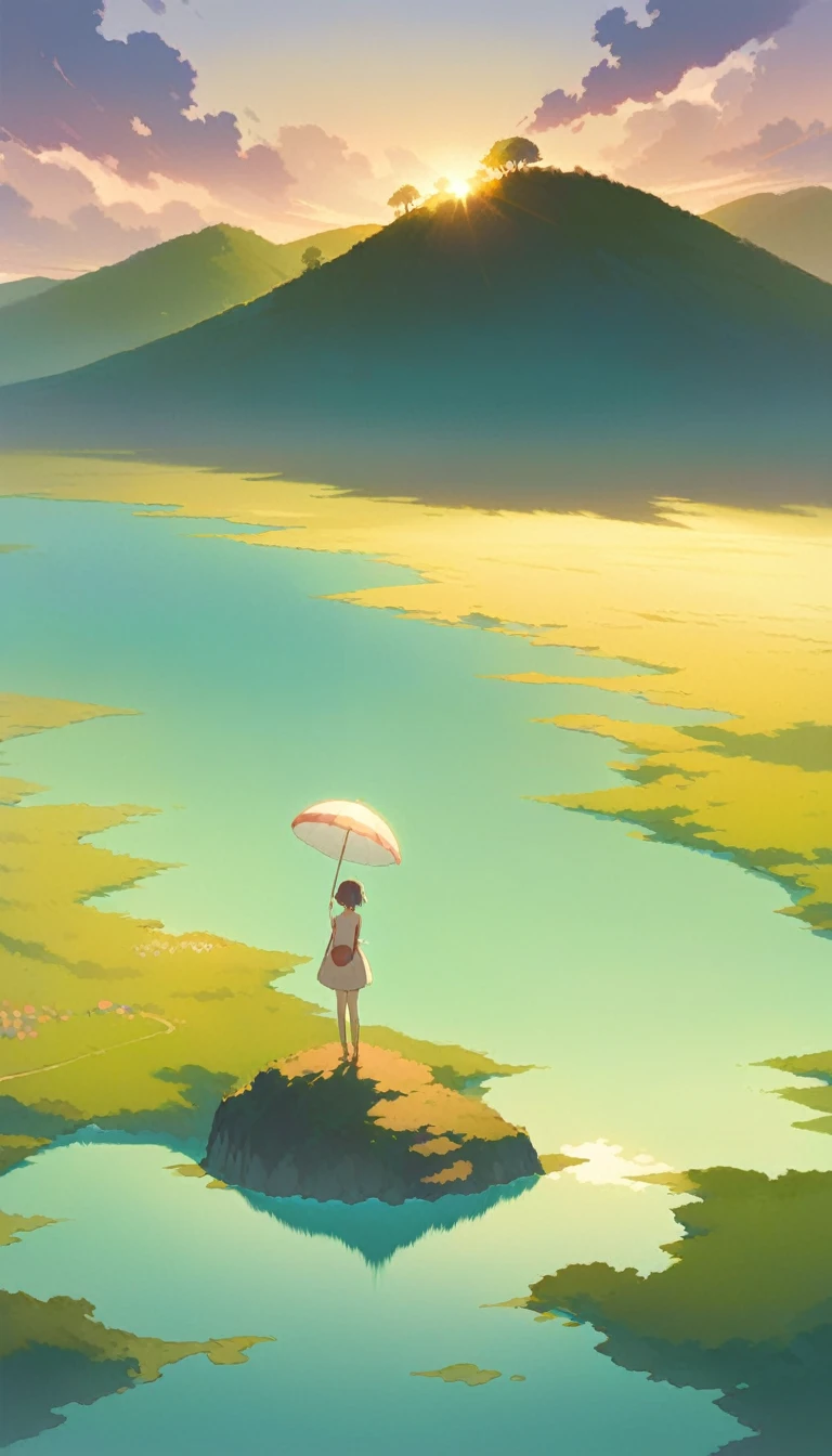 ultrawide landscape aesthetic,summer dream ,Studio ghibli inspired aesthetic, No People