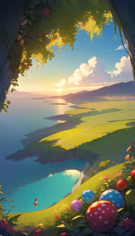 ultrawide landscape aesthetic,summer dream food ,studio ghibli inspired aesthetic, no people