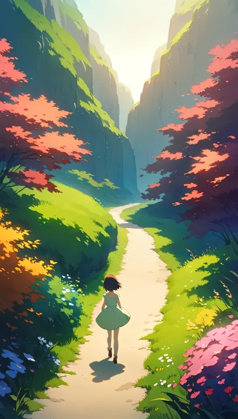 ultra-wide landscape aesthetics,summer dream ,studio ghibli aesthetics, no people