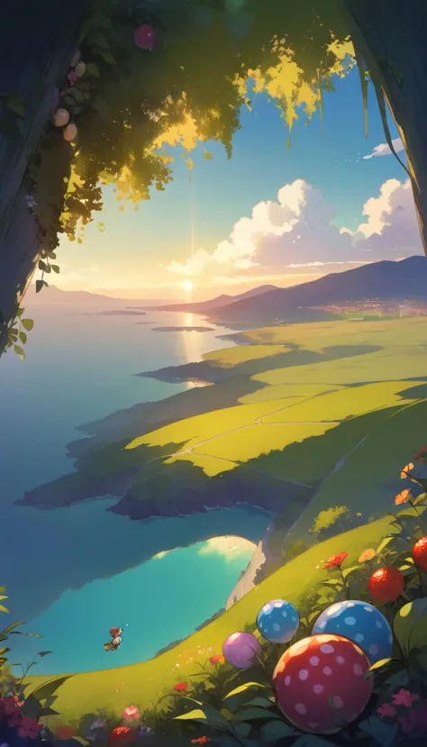 ultrawide landscape aesthetic,summer dream food ,studio ghibli inspired aesthetic, no people