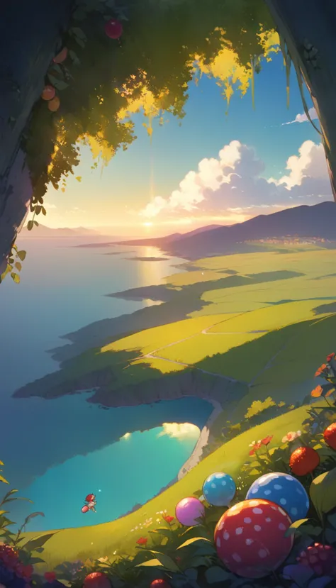 ultrawide landscape aesthetic,summer dream food ,studio ghibli inspired aesthetic, no people