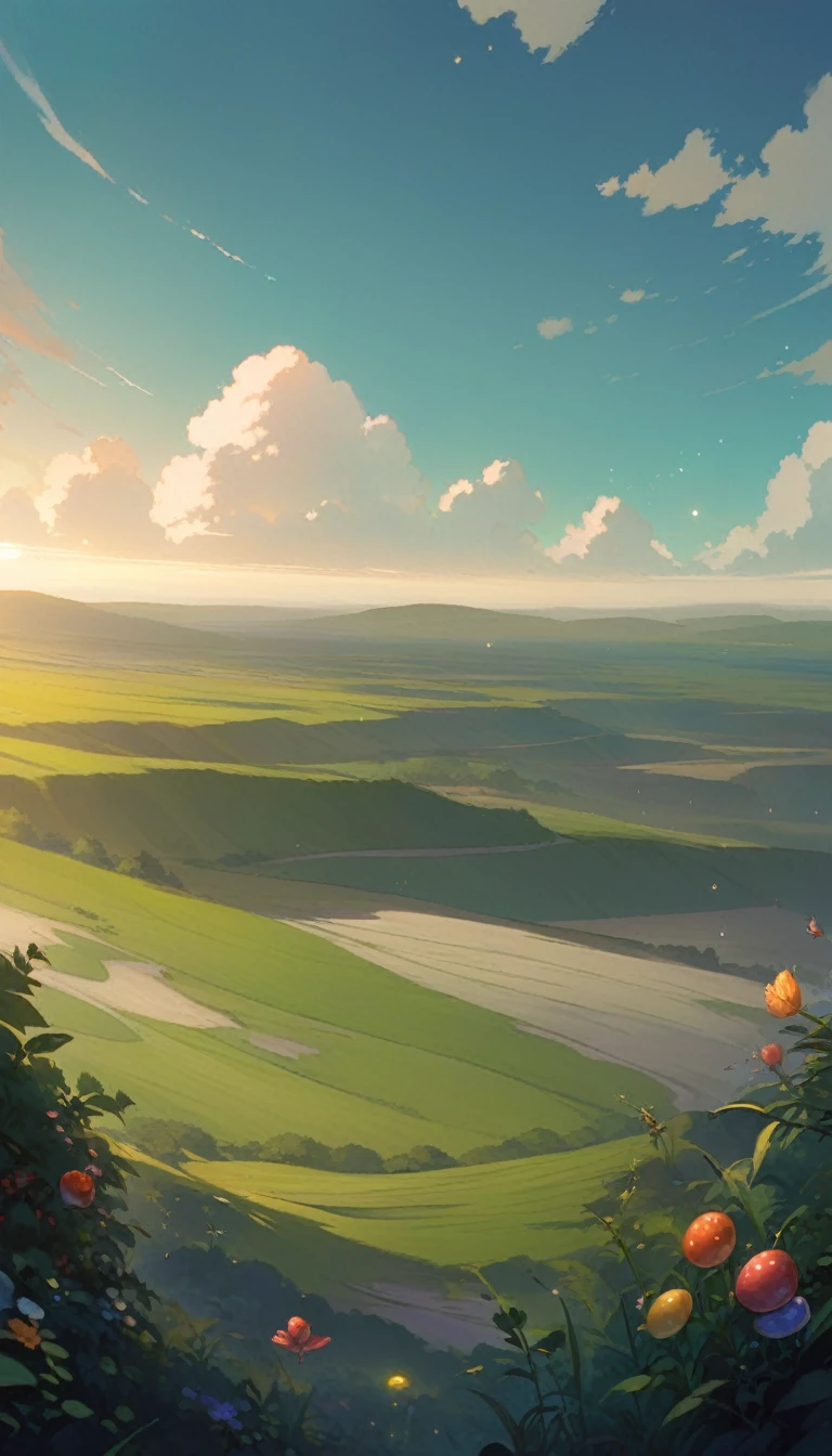 ultrawide landscape aesthetic,summer dream food ,Studio ghibli inspired aesthetic, No People