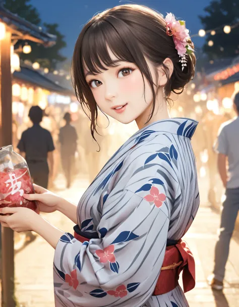 (best quality:1.2), 1girl, yukata, bon dance