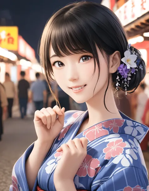 (best quality:1.2), 1girl, yukata, bon dance