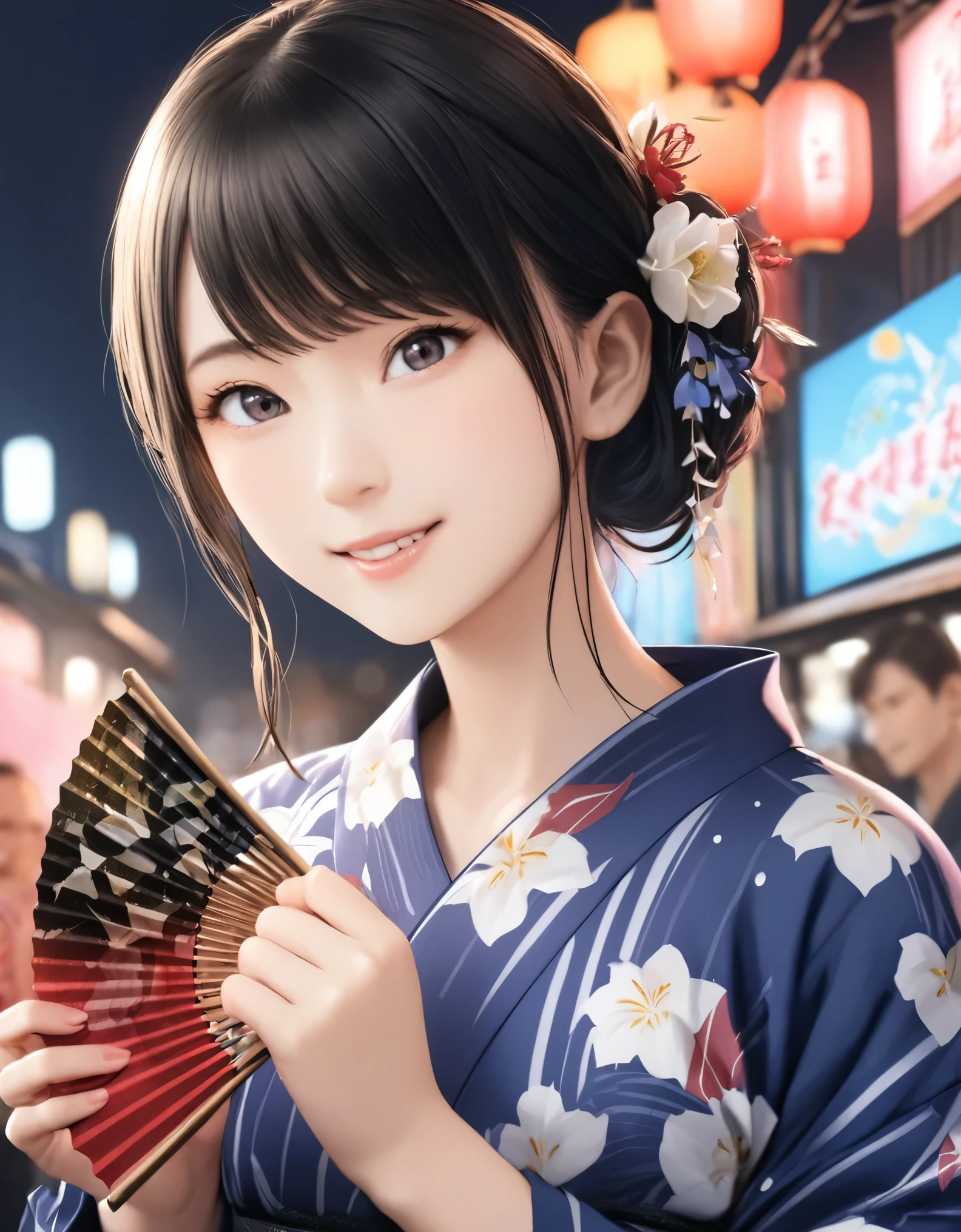 (best quality:1.2), 1girl, yukata, Bon dance