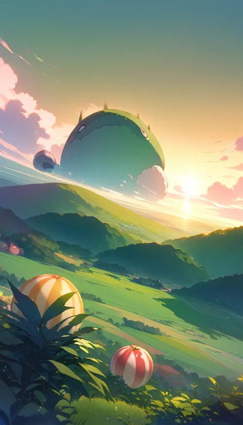 ultrawide landscape aesthetic,summer dream food ,studio ghibli inspired aesthetic, no people