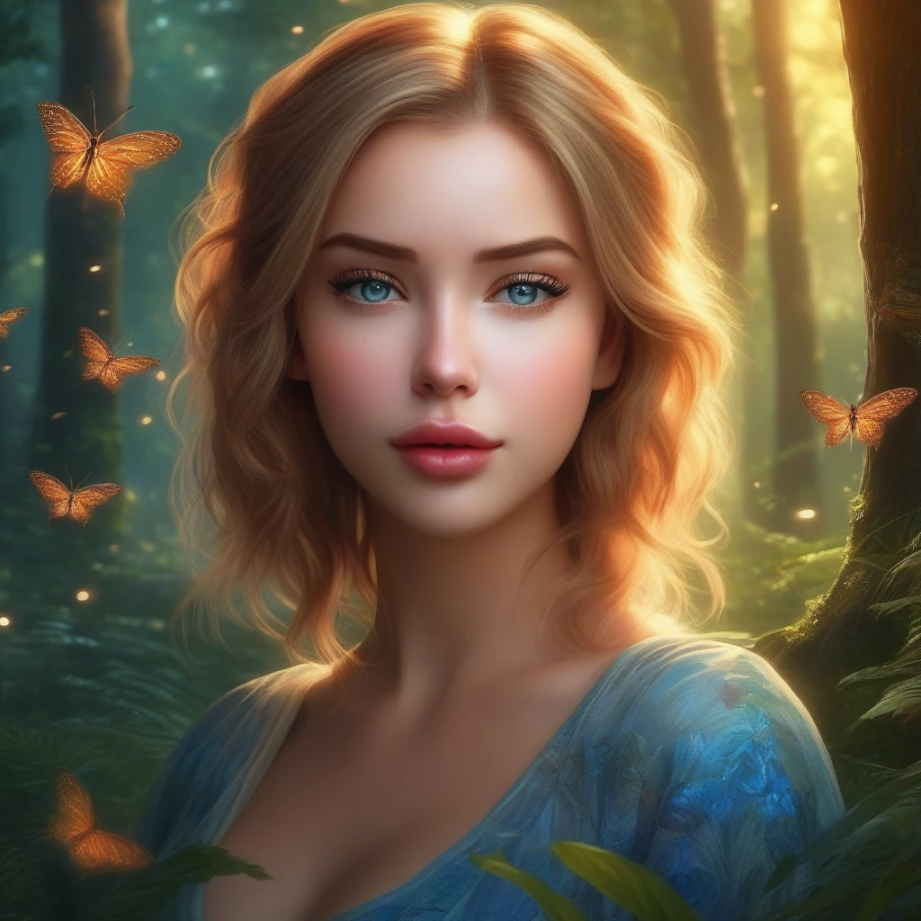 (masterpiece, best quality:1.2), 1girl, inpaint, blue eyes, beautiful detailed eyes, beautiful detailed lips, extremely detailed eyes and face, long eyelashes, delicate, serene expression, intricate fantasy landscape, magical forest, glowing fireflies, moonlight, ethereal, (best quality,4k,8k,highres,masterpiece:1.2),ultra-detailed,(realistic,photorealistic,photo-realistic:1.37),vibrant colors,dramatic lighting