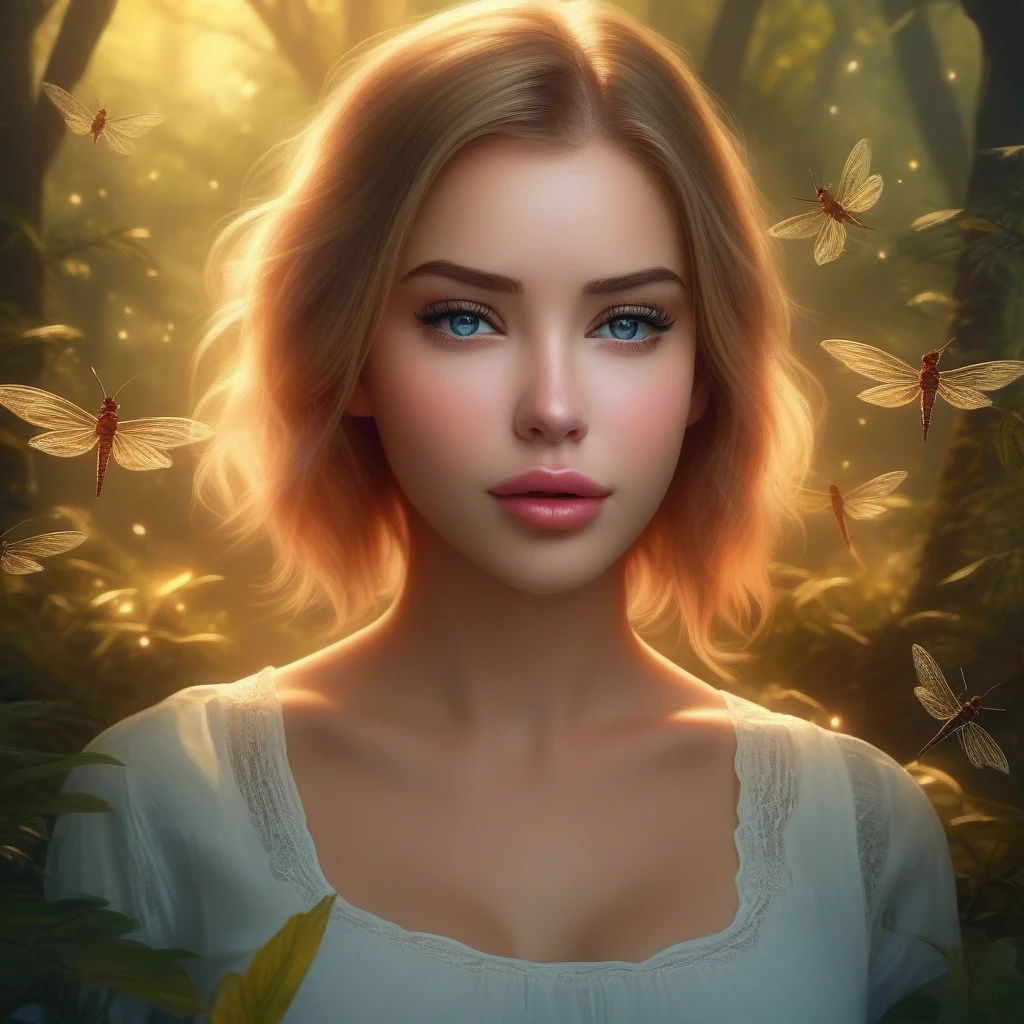 (masterpiece, best quality:1.2), 1girl, inpaint, blue eyes, beautiful detailed eyes, beautiful detailed lips, extremely detailed eyes and face, long eyelashes, delicate, serene expression, intricate fantasy landscape, magical forest, glowing fireflies, moonlight, ethereal, (best quality,4k,8k,highres,masterpiece:1.2),ultra-detailed,(realistic,photorealistic,photo-realistic:1.37),vibrant colors,dramatic lighting