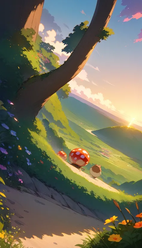 ultrawide landscape aesthetic,summer dream food ,studio ghibli inspired aesthetic, no people