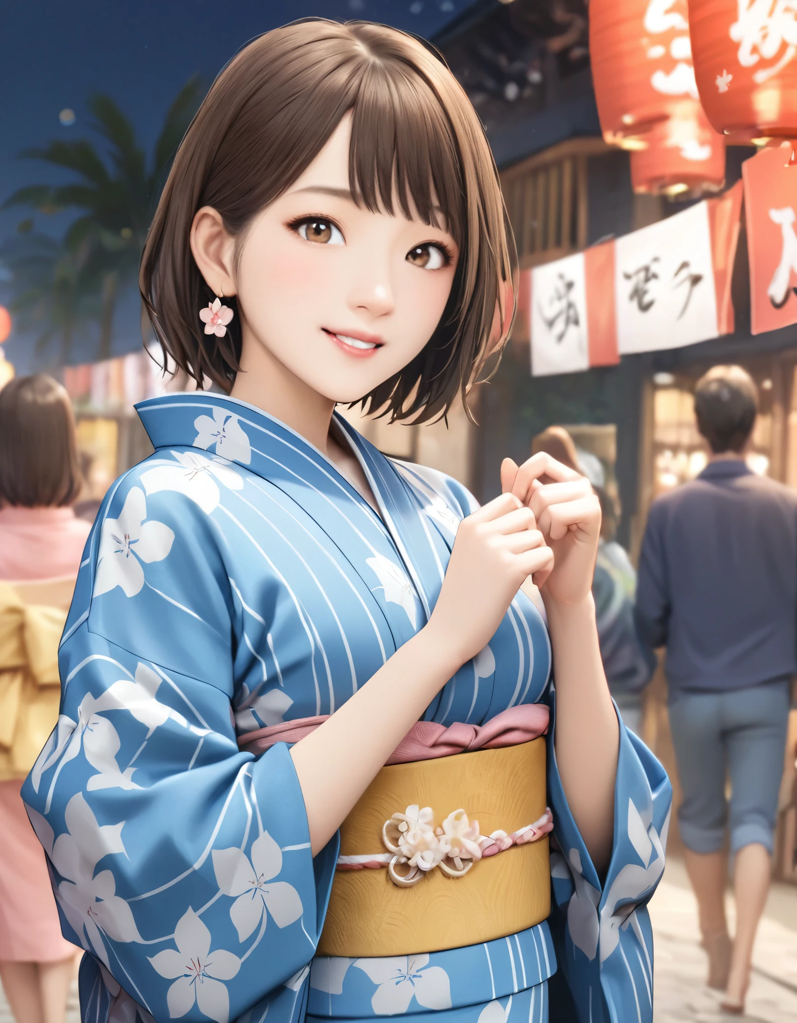 (best quality:1.2), 1girl, yukata, Bon dance