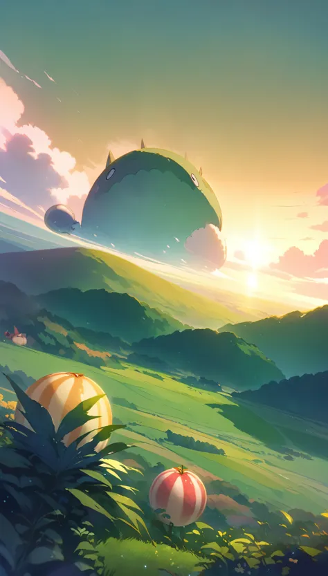 ultrawide landscape aesthetic,summer dream food ,studio ghibli inspired aesthetic, no people