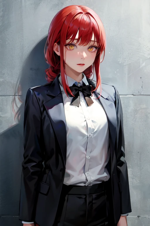 (Highest quality)、(Highest quality)、Makima、Expressionless、Strong redhead、suit、