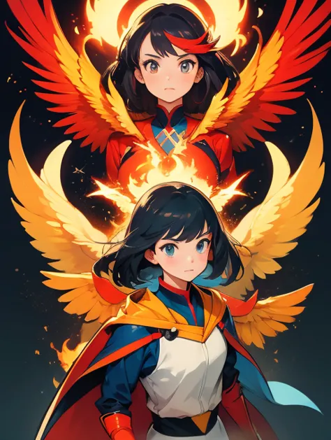 (masterpiece, highest quality:1.1), science ninja team gatchaman，god phoenix，deadly firebird，