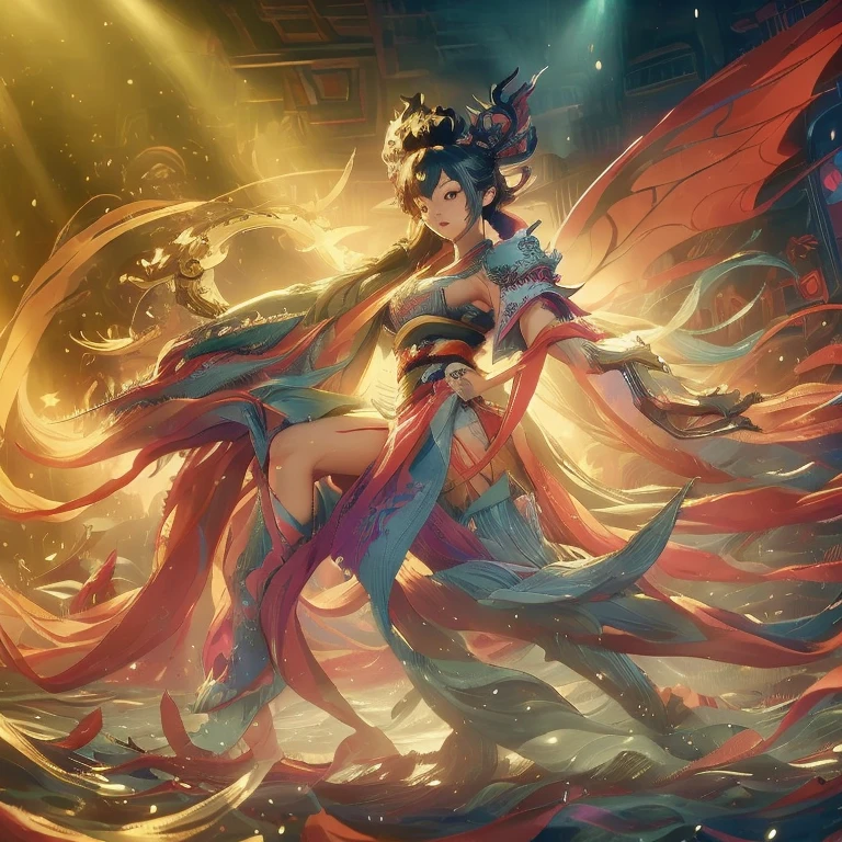 (((Realistic, masterpiece, best quality, crisp detail, high definition, high detail, very rich detail, sharp focus, sharp detail, colorful, Rich color, perfect studio lightning))), ((20 years old, beautiful goddes of water, floating, aqua color hair)),(((in the middle of war, epic war scene, attack stance))), wearing (((beautiful decorated aquatic heavy armor, water dragon armor, decorated full body armor, fully armored beautiful kimono, wide water diabolos wings))), (holding giant blade), (((blood everywhere, death everywhere, Japan Bakumatsu Period, dead bodies,carcass, drowned japanese castle, catastrophic tsunami, flood, three headed water dragon)) traditional village background), heavy rain,a close up of a person with colorful hair and a Rainbow Colors wig, rainbow hair overlay, Rainbow Colors hair, rainbow hair, Rainbow Colors, colorful hair, Colorful long hair, Kawaii Decoration RainbowCore, colorful braids, Hair coloring, colorful hair, Harajuku hair, cute colorful cute, half & half hair dye, Two-color Hair coloring agent bang dream 4th live, liveQR diagram, hololive, Anime cover, Detailed image, official artwork, game cover, Very detailed BD cover, live concert, Night Core, by Sengai, live, vivid), 2 days, QR diagram, singing, Sleeves, l7m, The album cover!, Use your index finger, visual novel cg, Lingchang