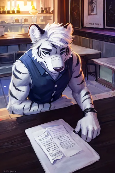 (((inside of a small cafe standing behind the table with the pov of you sitting at the table looking at the waiter  ,the waiter ...