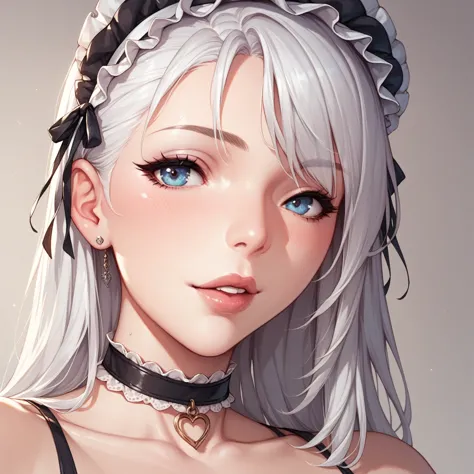 1 woman, submissive maid. sexy. whole body, white hair, nice face.