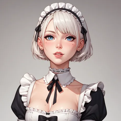 1 woman, submissive maid. sexy. whole body, white hair, nice face.