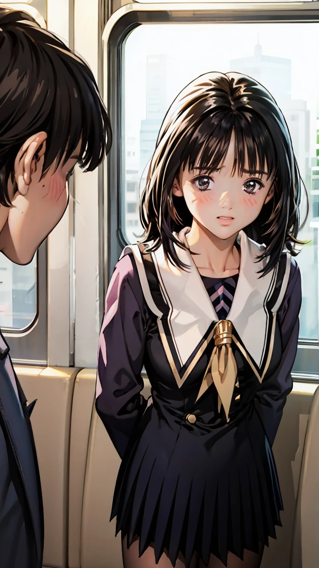 Sailor Saturn,on the train,Being touched by many men,Are standing,blush.Molester.School Blazer.nude